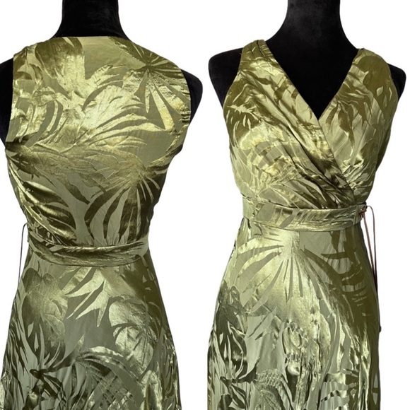Lauren Ralph Lauren Palm Leaf Jacquard Sleeveless Midi Dress | Size 0 - Picture 8 of 15